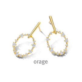 Orage plaqué gouden oorbellen ovalen met cubic zirconia