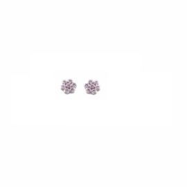 Orage Kids zilveren oorbelletjes bloempje met roze cubic zirconia