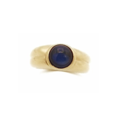 Ring met blauwe steen in plaqué goud