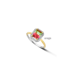 Orage zilveren ring met toermalijnkleurige cubic zirconia