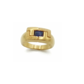 Ring met blauwe steen in plaqué goud