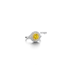 Orage zilveren ring met gele cubic zirconia