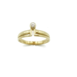 Handgemaakte ring in geel goud met cubic zirconia