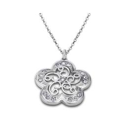 Lotus Style ketting met bloemvormige hanger - edelstaal