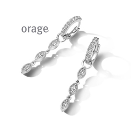 Orage zilveren klapcreolen met slingers en cubic zirconia
