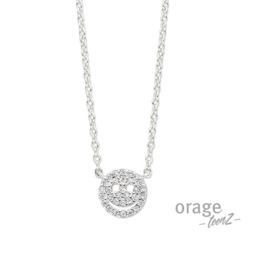Orage Teenz zilveren ketting met hanger smiley met cubic zirconia