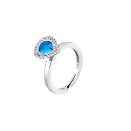 Lotus Silver zilveren ring met topaasblauwe cubic zirconia