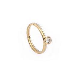 Handgemaakte ring in bicolor goud met cubic zirconia