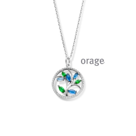 Orage zilveren ketting met hanger bloeiende tak