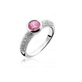 Zinzi zilveren ring met roze cubic zirconia