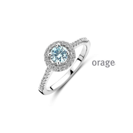 Orage zilveren ring met lichtblauwe cubic zirconia