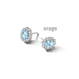 Orage zilveren oorbellen met topaasblauwe cubic zirconia