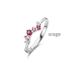 Orage zilveren ring met roze cubic zirconia