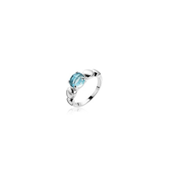 Zinzi zilveren ring met aquablauwe cubic zirconia