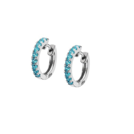 Lotus Silver zilveren klapcreolen met blauwe cubic zirconia