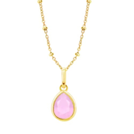 Lotus Silver zilveren ketting met hanger met roze cubic zirconia, geel verguld