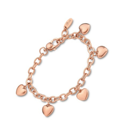 Lotus Style armband met hartjes - rosé edelstaal