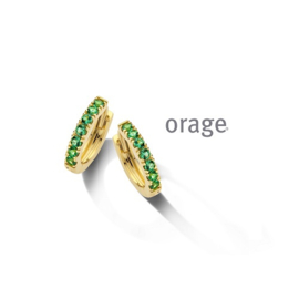 Orage plaqué gouden klapcreooltjes met groene cubic zirconia