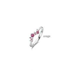 Orage zilveren ring met roze cubic zirconia