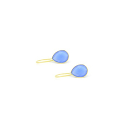 Zilveren oorbellen met blauwe chalcedoon, geel verguld