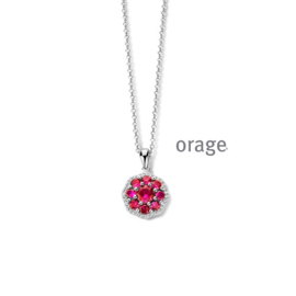 Orage zilveren ketting met hanger met rode en witte cubic zirconia