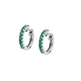 Lotus Silver zilveren klapcreolen met groene cubic zirconia