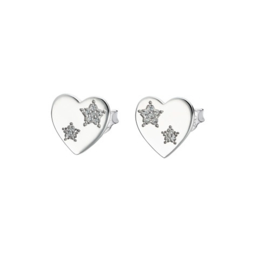 Lotus Silver zilveren oorbellen hartjes met cubic zirconia