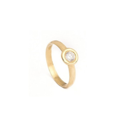 Handgemaakte ring in geel goud met cubic zirconia