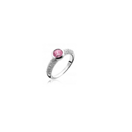 Zinzi zilveren ring met roze cubic zirconia