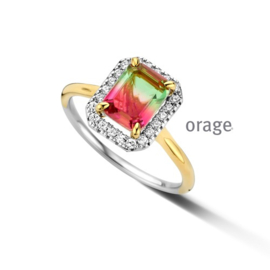 Orage zilveren ring met toermalijnkleurige cubic zirconia