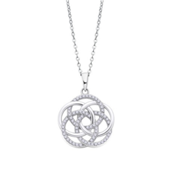 Lotus Silver zilveren ketting met hanger Celtic knot met cubic zirconia