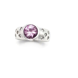Zinzi zilveren ring met roze cubic zirconia