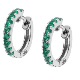Lotus Silver zilveren klapcreolen met groene cubic zirconia