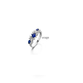 Orage zilveren ring met blauwe cubic zirconia