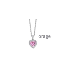 Orage zilveren ketting met hanger hartje met roze cubic zirconia