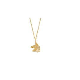 Zilveren ketting met hanger eenhoornkop, geel verguld