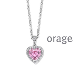 Orage zilveren ketting met hanger hartje met roze cubic zirconia