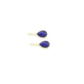 Zilveren oorbellen met lapis lazuli, geel verguld