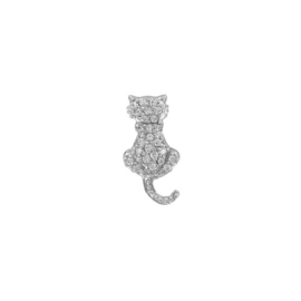 Zilveren hanger katje met cubic zirconia