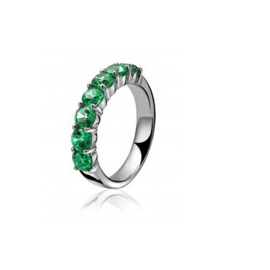 Zinzi zilveren ring met groene cubic zirconia