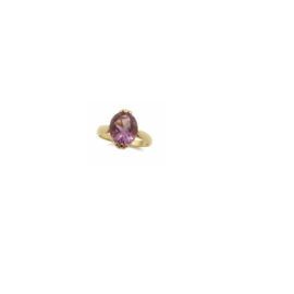 Ring met paarse steen in plaqué goud