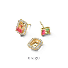 Orage plaqué gouden oorbellen met toermalijnkleurige cubic zirconia - twee-in-één