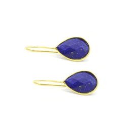 Zilveren oorbellen met lapis lazuli, geel verguld