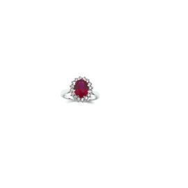 Orage zilveren ring met rode cubic zirconia
