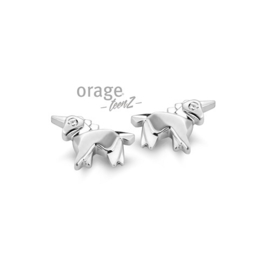 Orage Teenz zilveren oorbelletjes eenhoorn met cubic zirconia