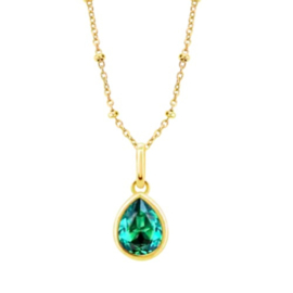Lotus Silver zilveren ketting met hanger met groene cubic zirconia, geel verguld