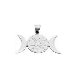 Handgemaakte zilveren hanger triple moon