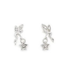 Zilveren oorbelletjes elfje met ster met witte cubic zirconia