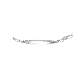 Orage zilveren armband met plaatje bezet met cubic zirconia