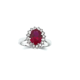 Orage zilveren ring met rode cubic zirconia